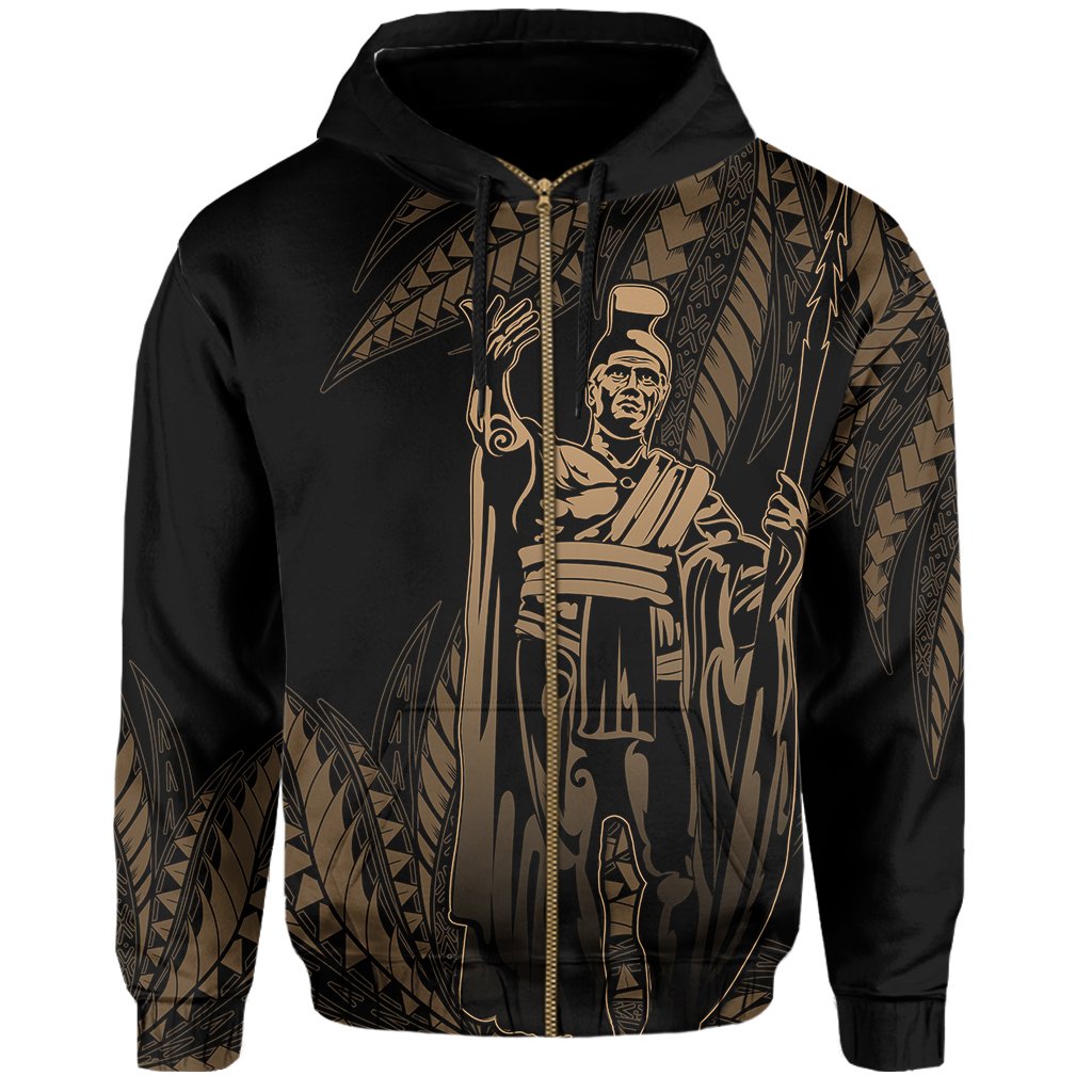 Hawaii King Polynesian Hoodie (Zip up) Durk Style Gold - Polynesian Pride