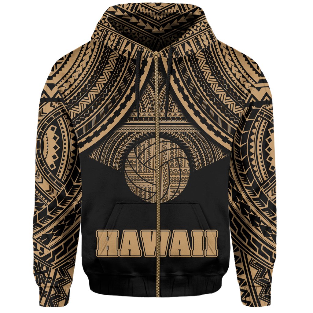 Polynesian Volleyball Hawaii Zip Hoodie Gold - Polynesian Pride