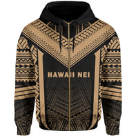 Hawaii Kanaka Polynesian Zip up Hoodie Active Gold - Polynesian Pride