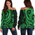 Marshall Islands Women's Off Shoulder Sweater - Green Tentacle Turtle Green - Polynesian Pride