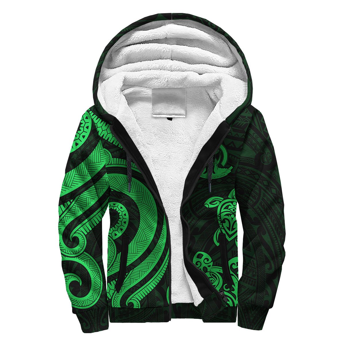 Vanuatu Sherpa Hoodie - Green Tentacle Turtle Green - Polynesian Pride