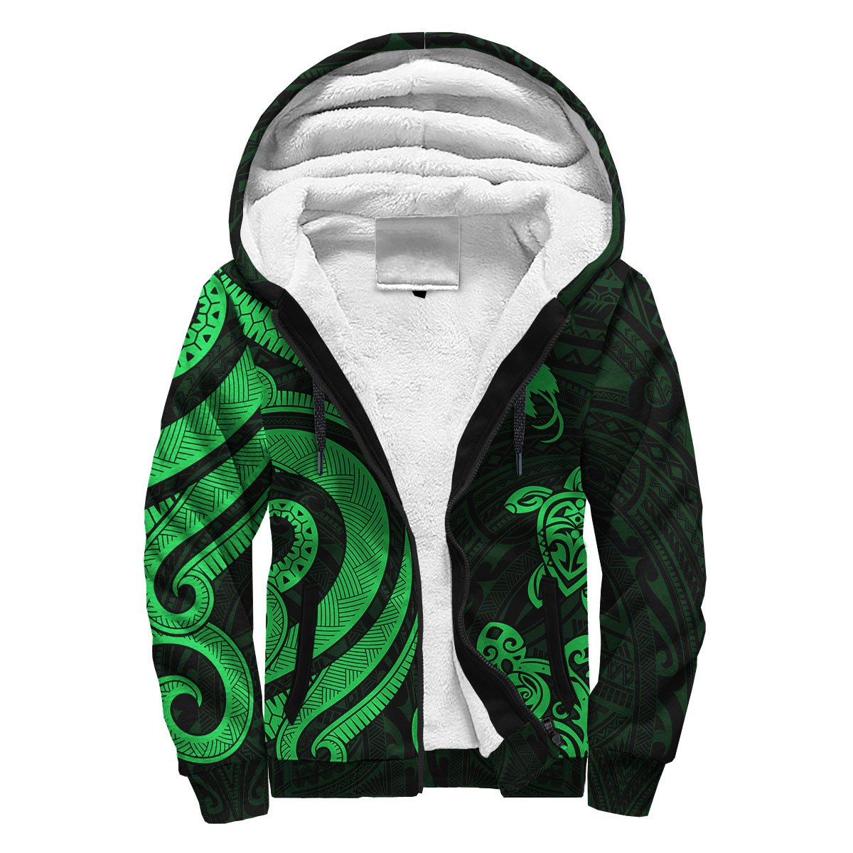 Papua New Guinea Sherpa Hoodie - Green Tentacle Turtle Green - Polynesian Pride