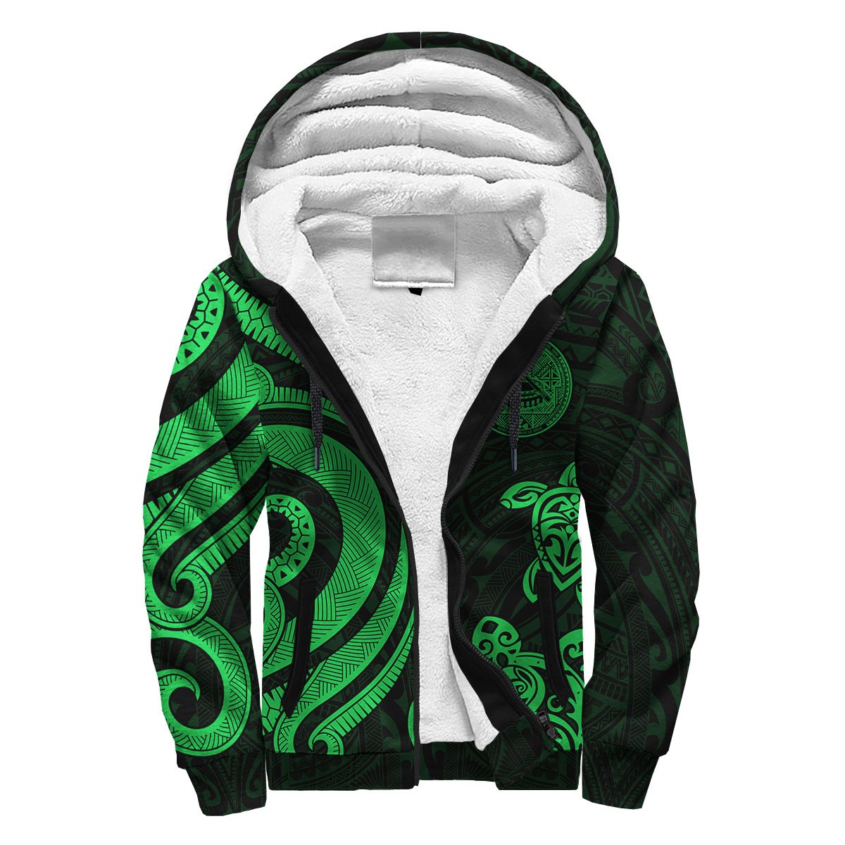 American Samoa Sherpa Hoodie - Green Tentacle Turtle Green - Polynesian Pride