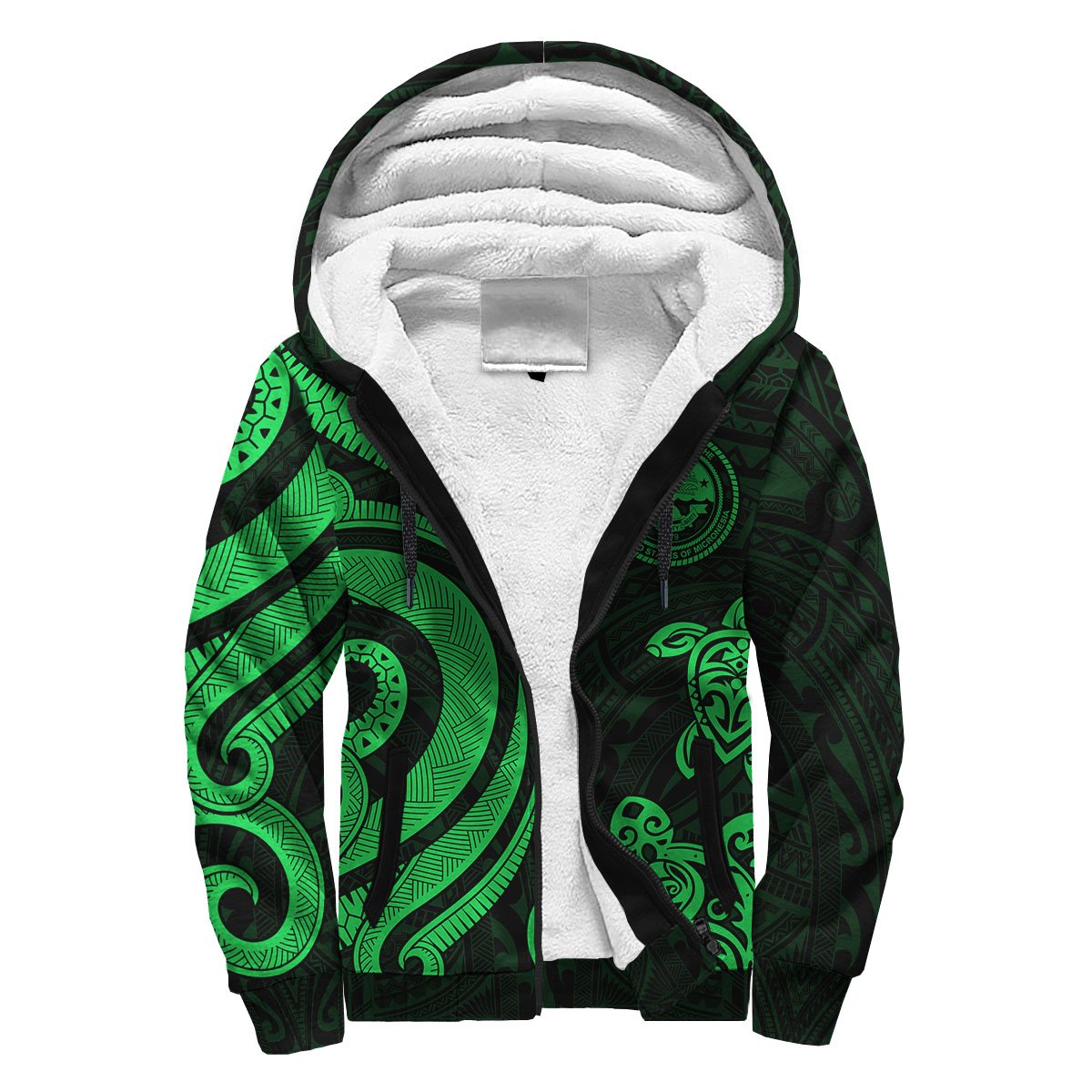 Federated States of Micronesia Sherpa Hoodie - Green Tentacle Turtle Green - Polynesian Pride