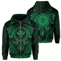 Polynesian Kakau Kanaka Turtle Map Hawaii Zip Hoodie Circle Style Green Unisex Green - Polynesian Pride