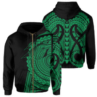 Hawaii Polynesian Zip Hoodie In My Heart Ryan Style Green Unisex Green - Polynesian Pride