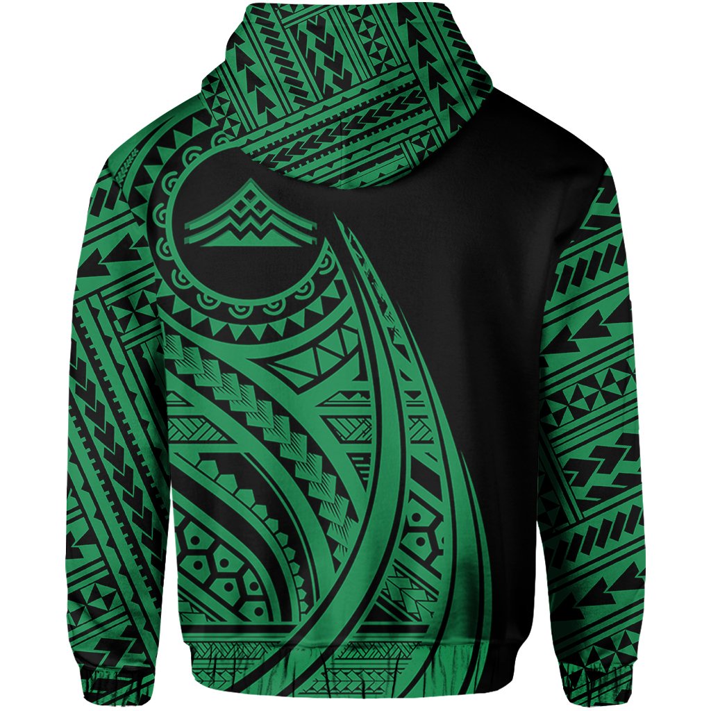 Hawaii Mauna Kea Polynesian Zip up Hoodie Tatoo Style Green - Polynesian Pride