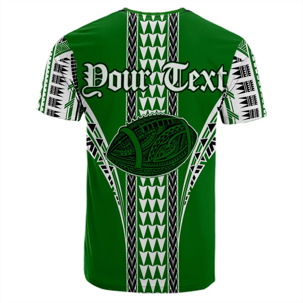 Hawaii Custom Green Football T Shirt - Polynesian Pride
