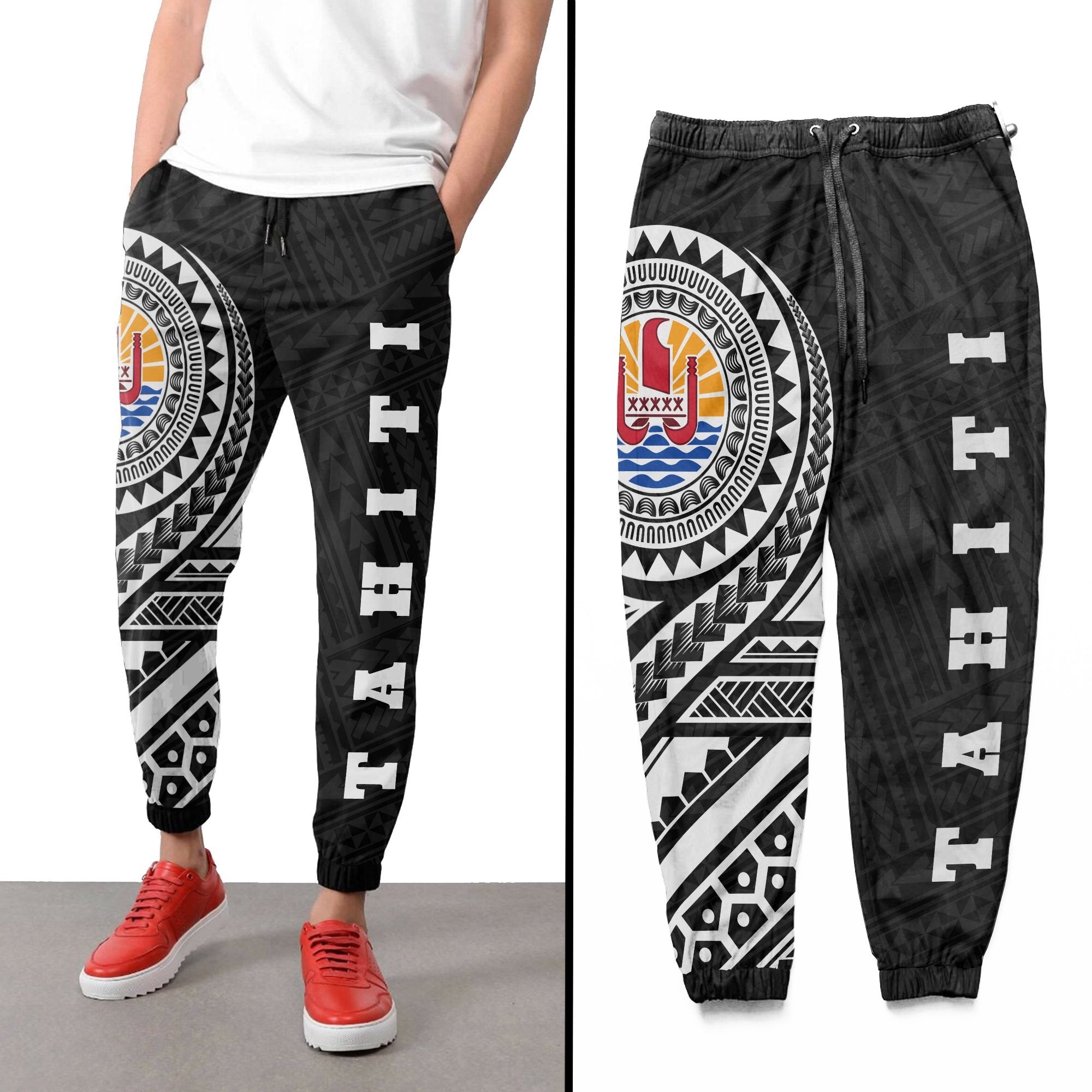 Tahiti Rising Sweatpants (White) A16 Unisex White - Polynesian Pride