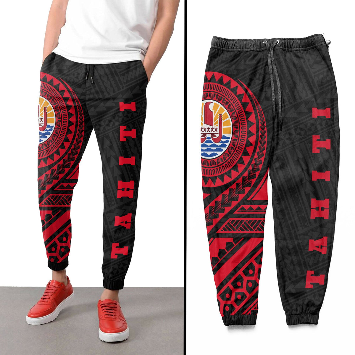 Tahiti Rising Sweatpants (Red) A6 Unisex Red - Polynesian Pride