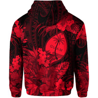 Guam Polynesian Hoodie Tropical Flowers Red LT8 - Polynesian Pride