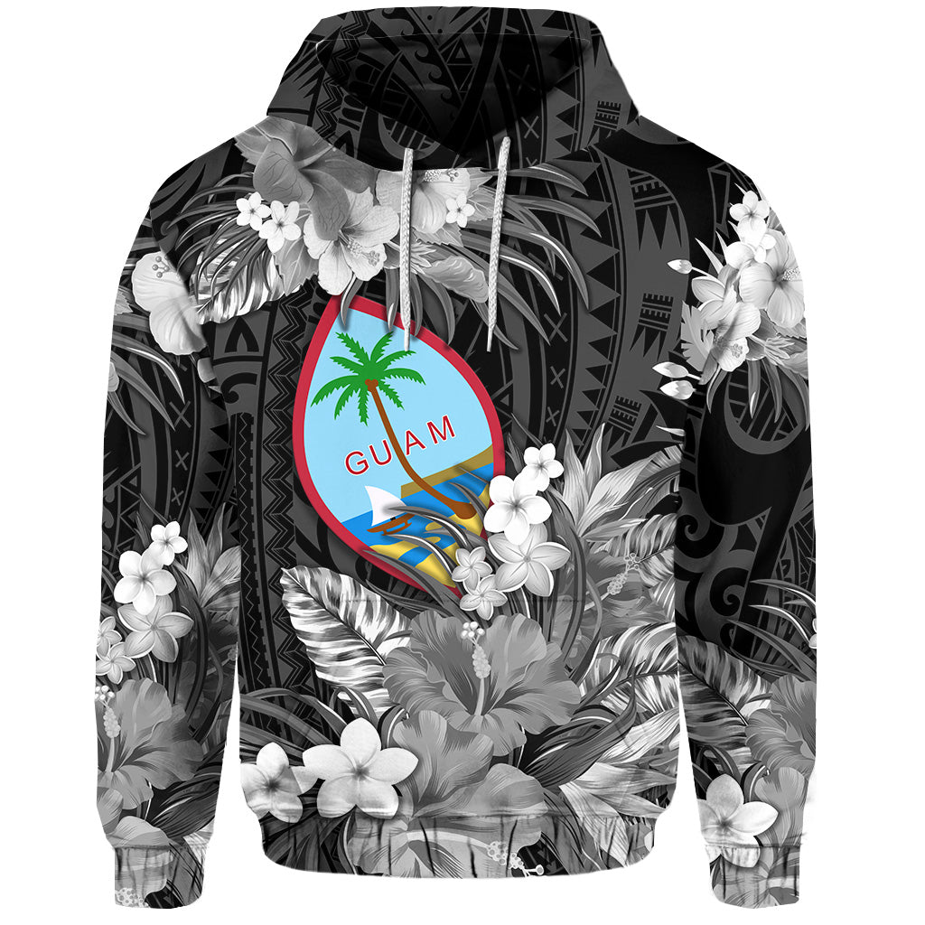 Guam Polynesian Hoodie Tropical Flowers Black LT8 Hoodie Black - Polynesian Pride