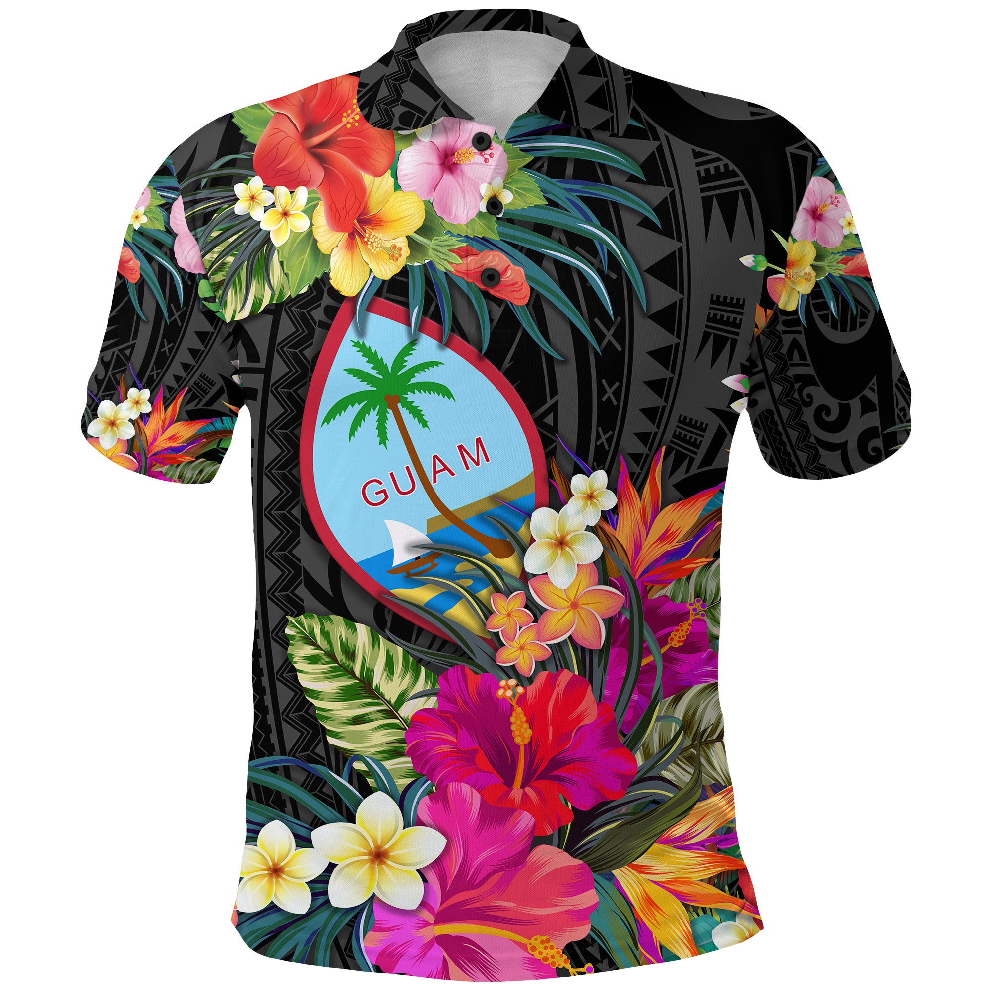 Custom Guam Polynesian Polo Shirt Tropical Flowers Colorful Vibes LT8 - Polynesian Pride