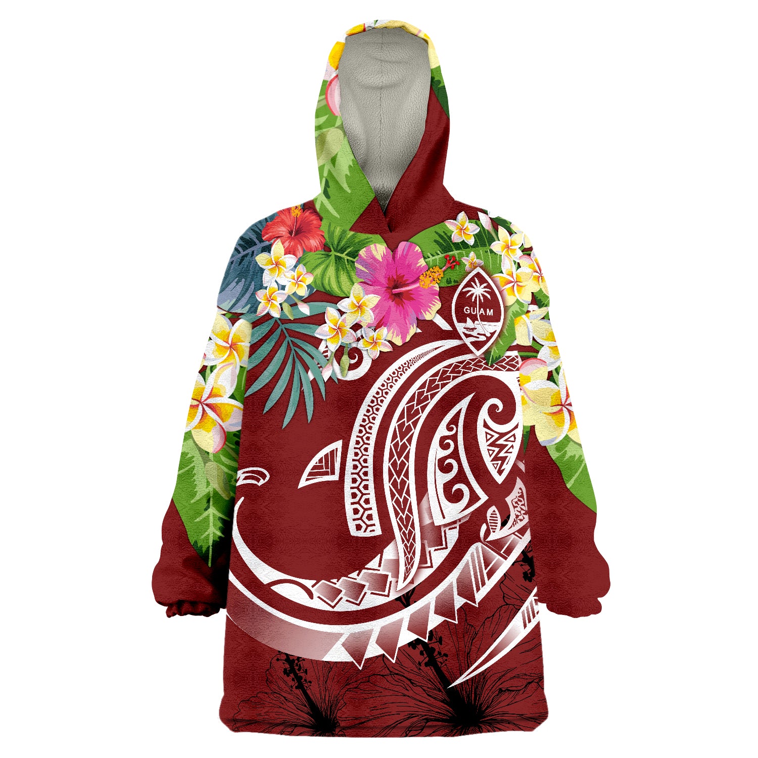 Guam Polynesian Summer Plumeria Wearable Blanket Hoodie LT9 Unisex One Size - Polynesian Pride