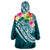 Guam Polynesian Summer Plumeria Turquoise Green Wearable Blanket Hoodie LT9 - Polynesian Pride