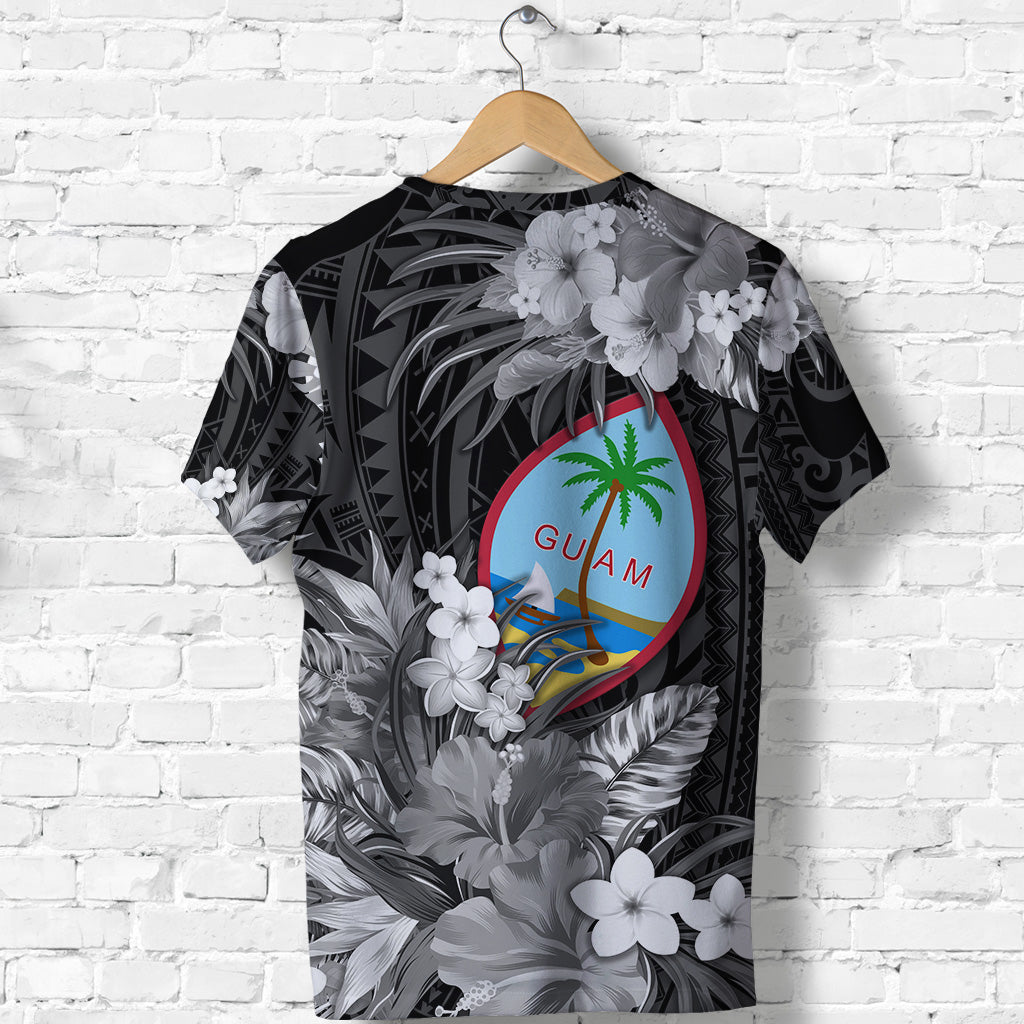 Guam Polynesian T Shirt Tropical Flowers Black LT8 - Polynesian Pride
