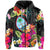 Guam Polynesian Hoodie Tropical Flowers Colorful Vibes LT8 Zip Hoodie Red - Polynesian Pride