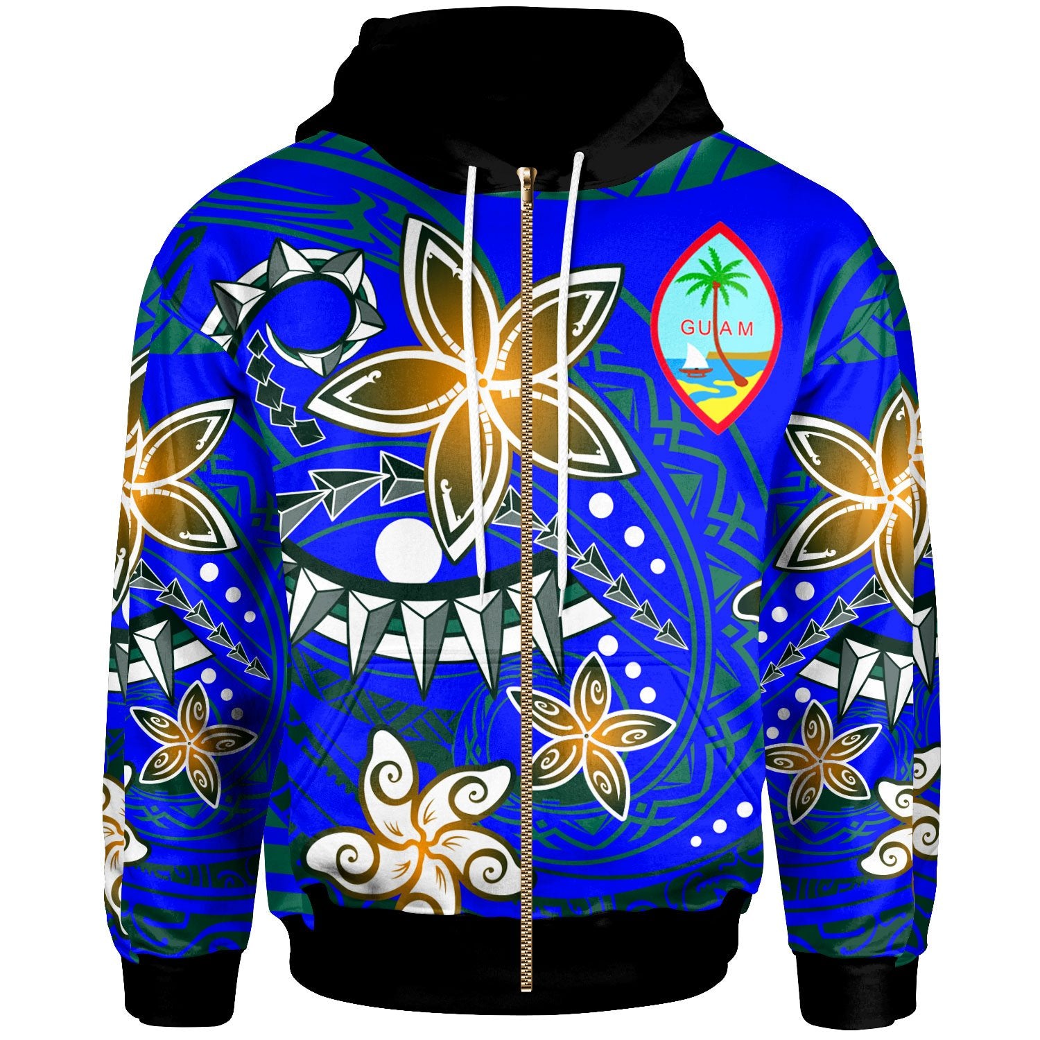 Guam Zip Hoodie Spring Style Unisex Blue - Polynesian Pride