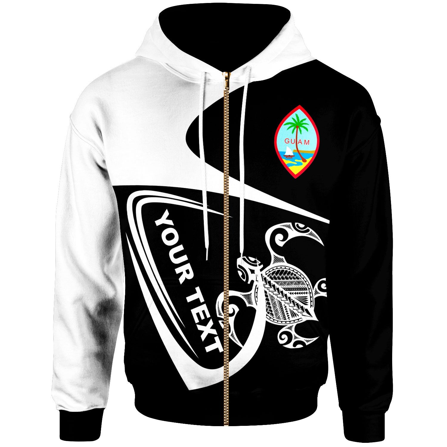 Guam Custom Zip Hoodie Street Style Unisex Black - Polynesian Pride