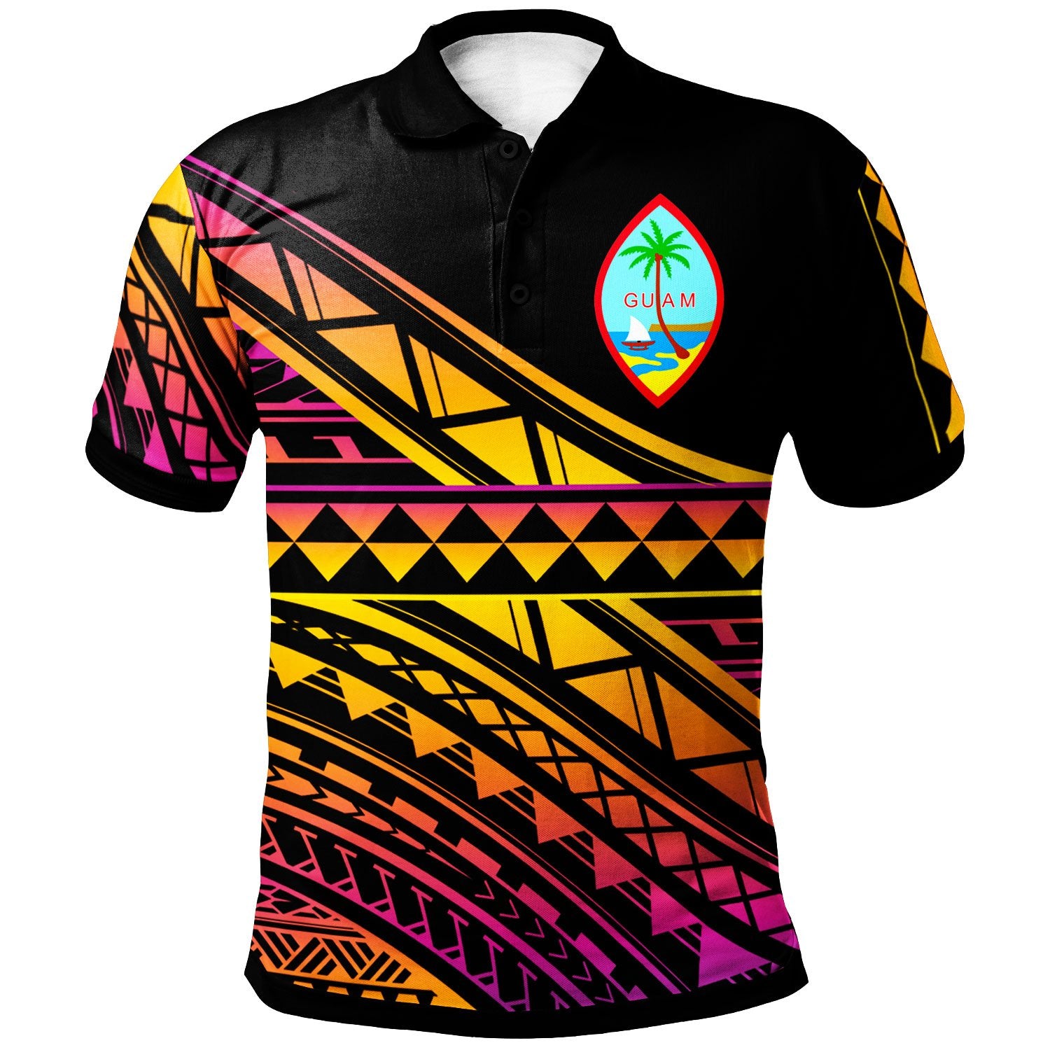 Guam Custom Polo Shirt Special Polynesian Ornaments Unisex Black - Polynesian Pride