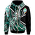 Guam Zip up Hoodie Tribal Flower Special Pattern Green Color Unisex Green - Polynesian Pride