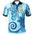 Guam Polo Shirt Tribal Plumeria Pattern Unisex Blue - Polynesian Pride