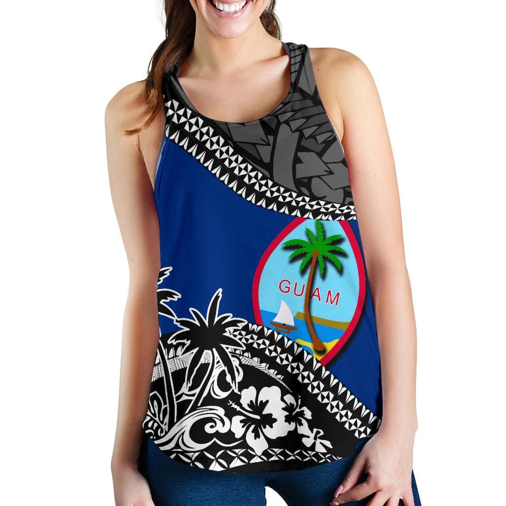 Guam Women Racerback Tank Fall In The Wave Blue - Polynesian Pride