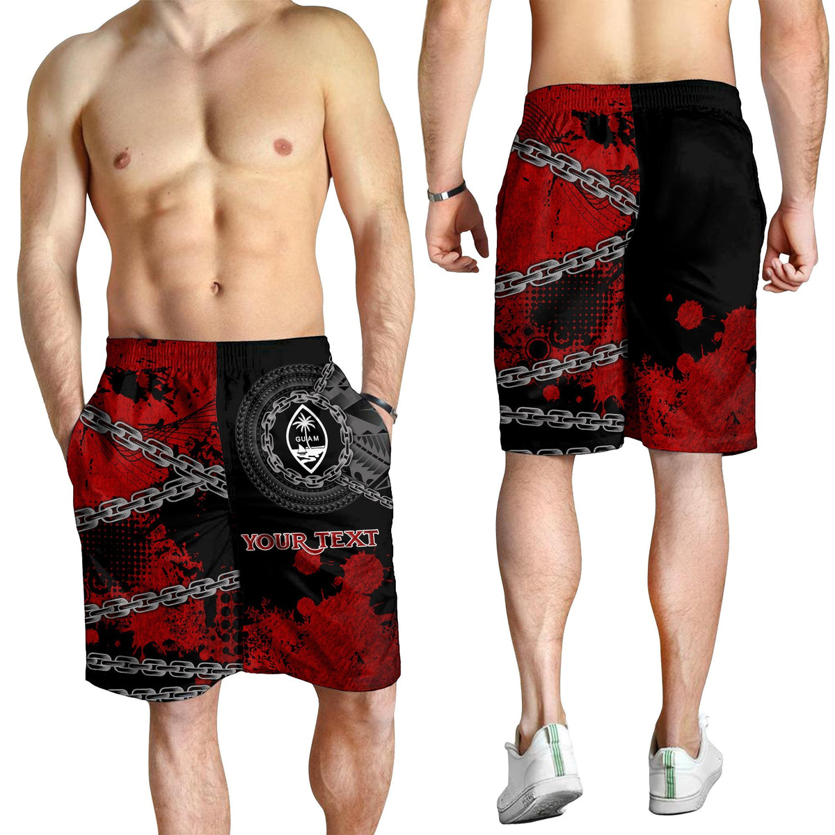 Guam Polynesian Personalised Men's Shorts - Polynesian Chain Style - Polynesian Pride