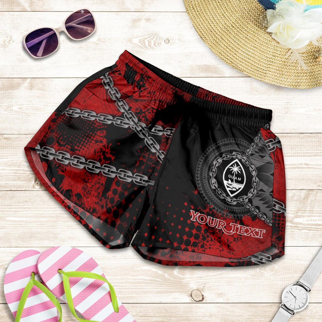 Guam Polynesian Personalised Women's Shorts - Polynesian Chain Style Women Black - Polynesian Pride