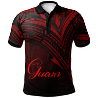 Guam Polo Shirt Red Color Cross Style Unisex Black - Polynesian Pride
