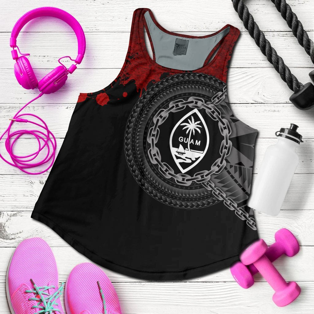 Guam Polynesian Women's Racerback Tank - Polynesian Chain Style Black - Polynesian Pride