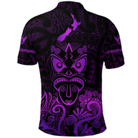 Maori Aotearoa Rugby Haka Polo Shirt New Zealand Silver Fern Purple - Polynesian Pride