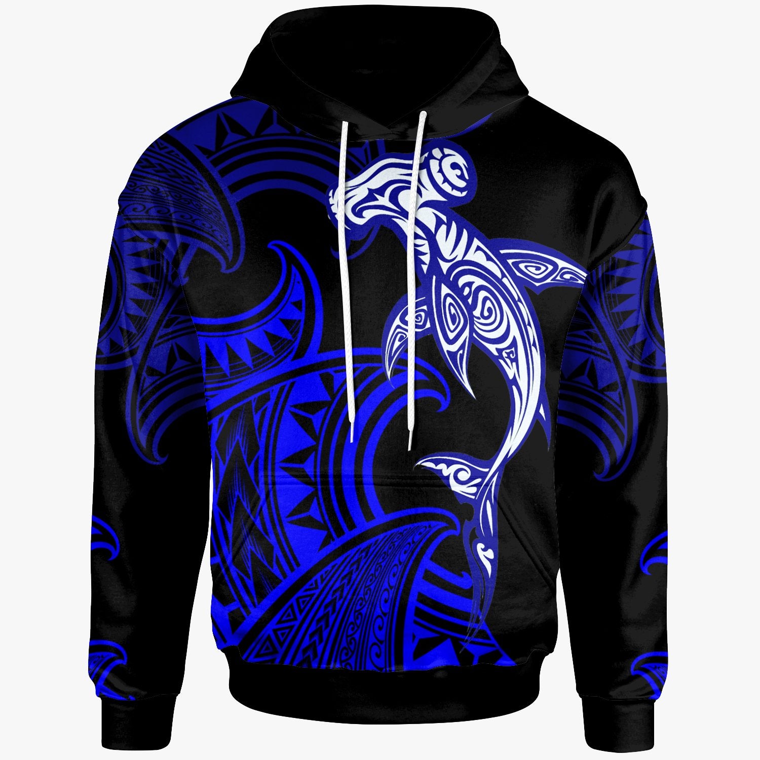 Polynesian Hoodie Sea Ripples Pattern Blue Color Unisex Blue - Polynesian Pride