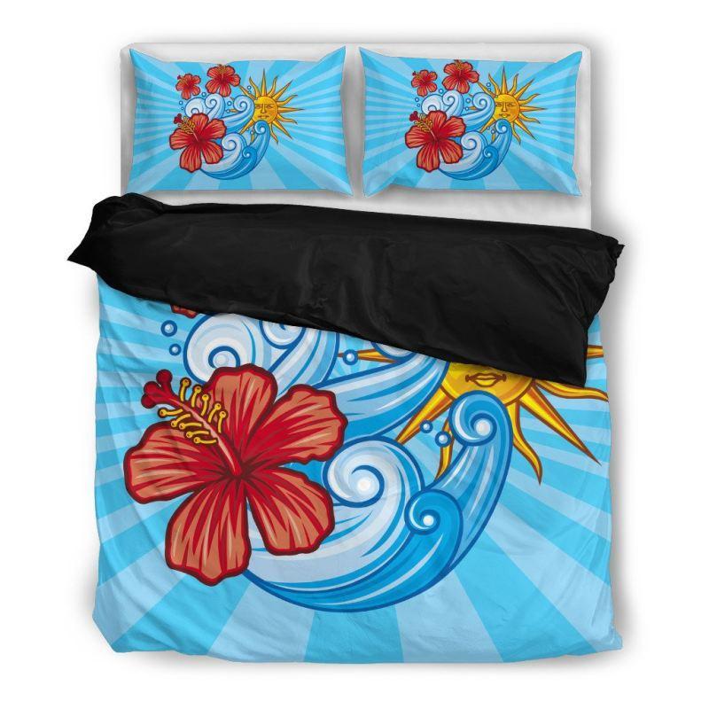 Hawaii Duvet Cover Set - Beautiful Red Hibiscus Flower - Polynesian Pride