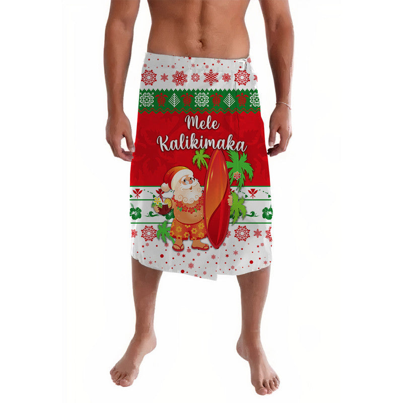 Hawaii Christmas Lavalava Santa Claus Surfing Simple Style White LT8 White - Polynesian Pride