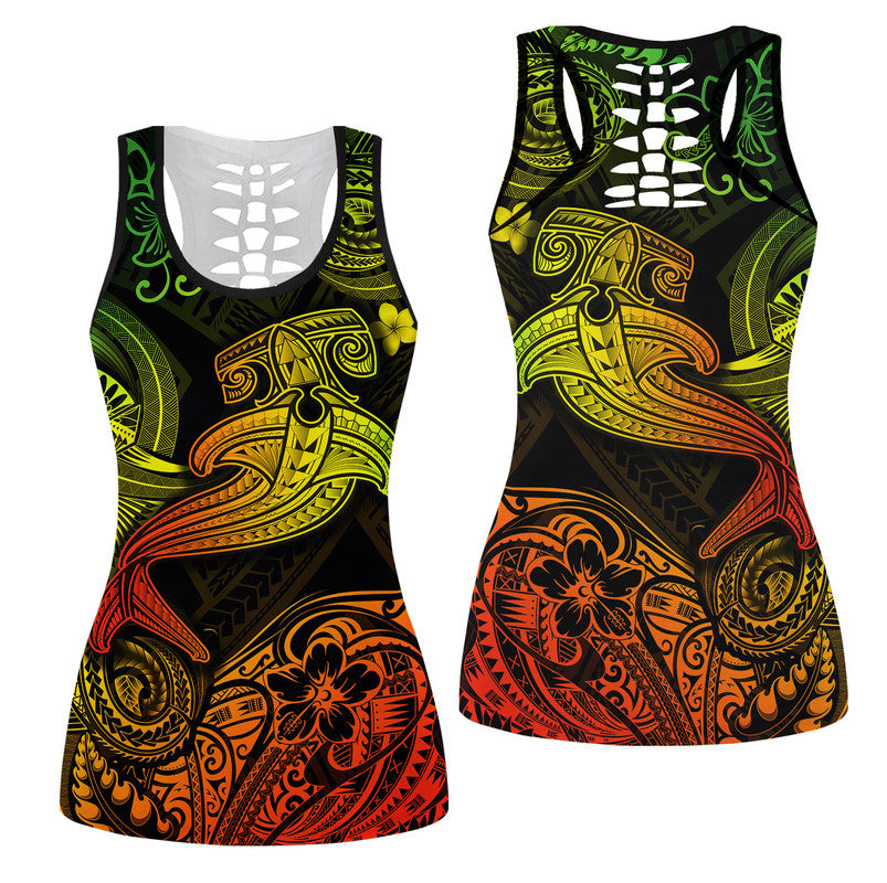 Hawaii Hammer Shark Polynesian Hollow Tank Top Unique Style - Reggae LT8 Female Reggae - Polynesian Pride