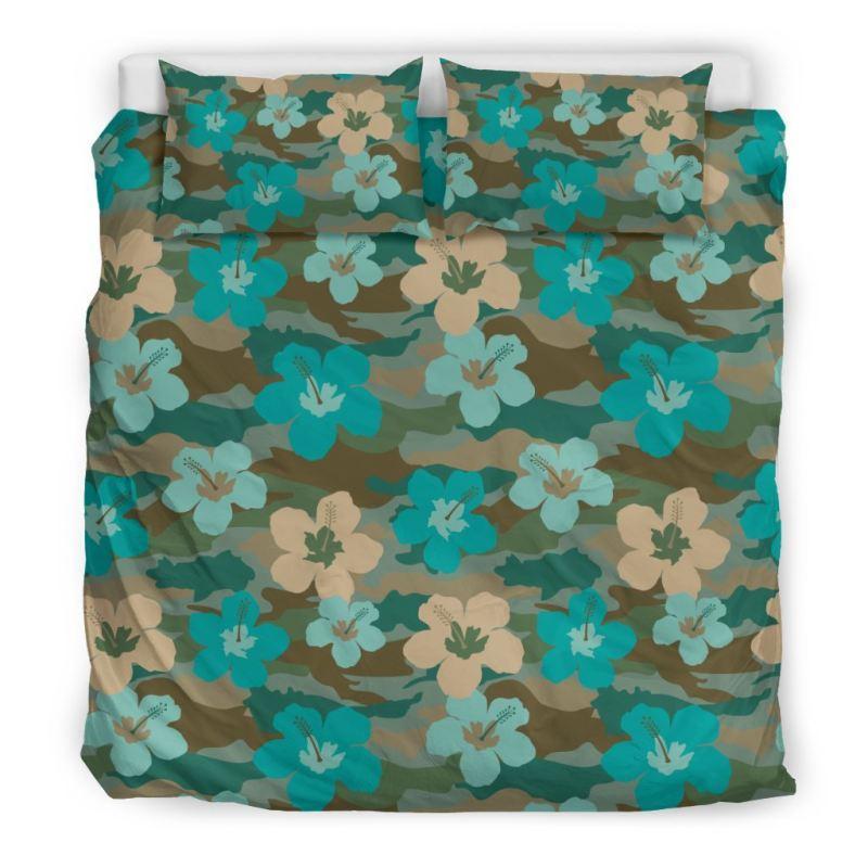 Hawaii Duvet Cover Set - Hibiscus With Camo Style - Polynesian Pride