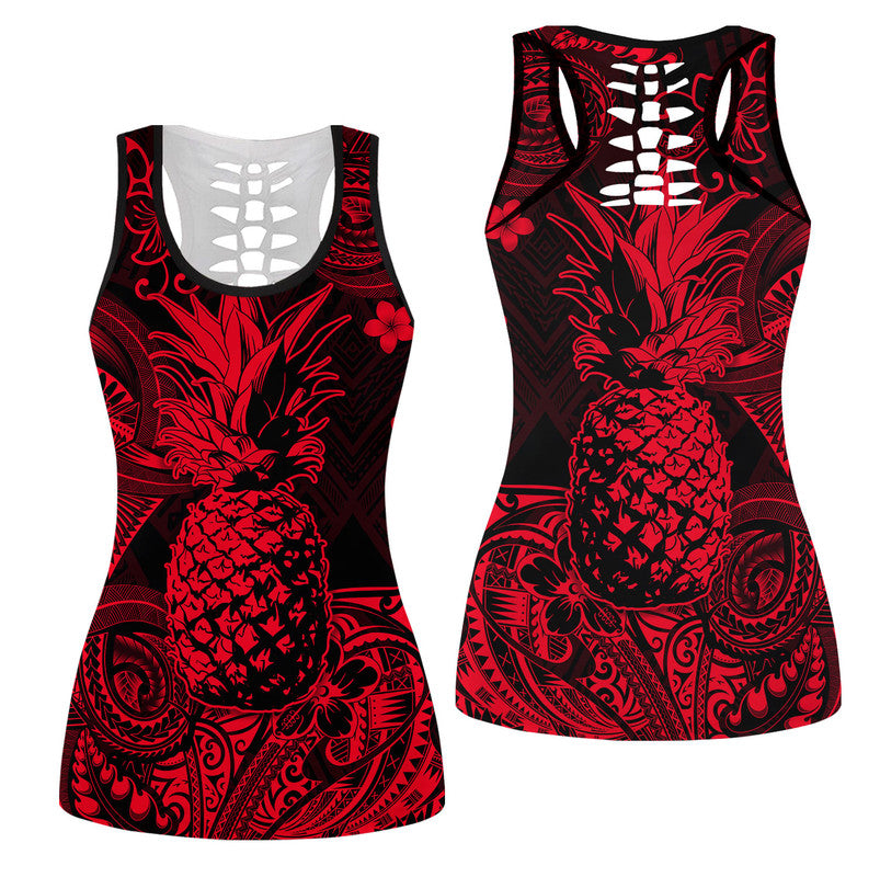 Hawaii Pineapple Polynesian Hollow Tank Top Unique Style - Red LT8 Female Red - Polynesian Pride