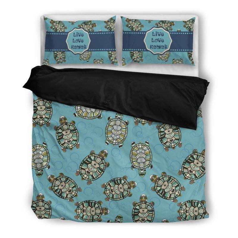 Hawaiian Duvet Cover Set - Sea Turtle & Live Love - Polynesian Pride