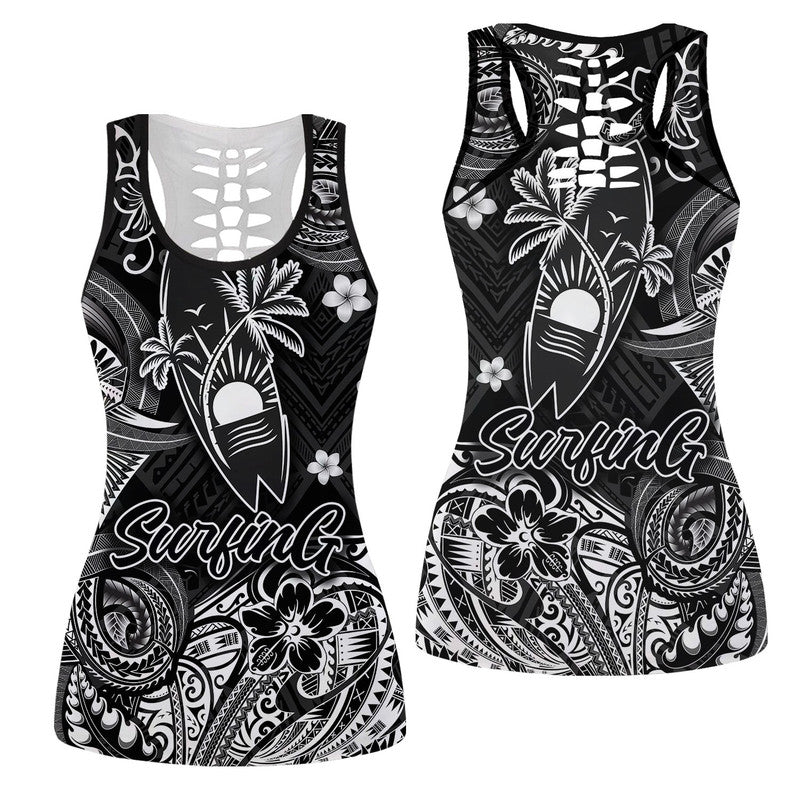 Hawaii Surfing Polynesian Hollow Tank Top Unique Style - Black LT8 Female Black - Polynesian Pride