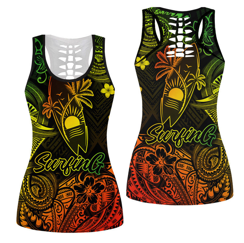 Hawaii Surfing Polynesian Hollow Tank Top Unique Style - Reggae LT8 Female Reggae - Polynesian Pride