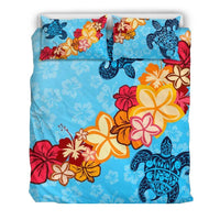 Hawaiian Duvet Cover Set - Turtle And Hibiscus - Polynesian Pride
