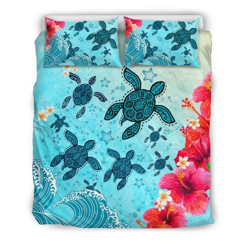 Hawaii Duvet Cover Set - Sea Turtle And Hibiscus - Polynesian Pride