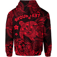 Custom Hawaii Turtle Polynesian Zip Hoodie Plumeria Flower Unique Style Red LT8 - Polynesian Pride