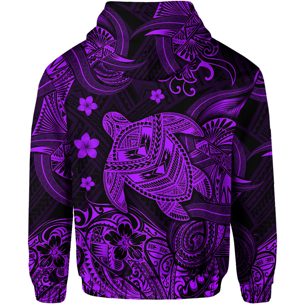 Hawaii Turtle Polynesian Hoodie Plumeria Flower Unique Style Purple LT8 - Polynesian Pride