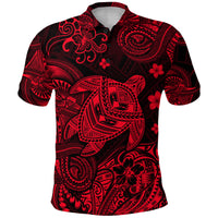 Hawaii Turtle Polynesian Polo Shirt Plumeria Flower Unique Style Red LT8 - Polynesian Pride