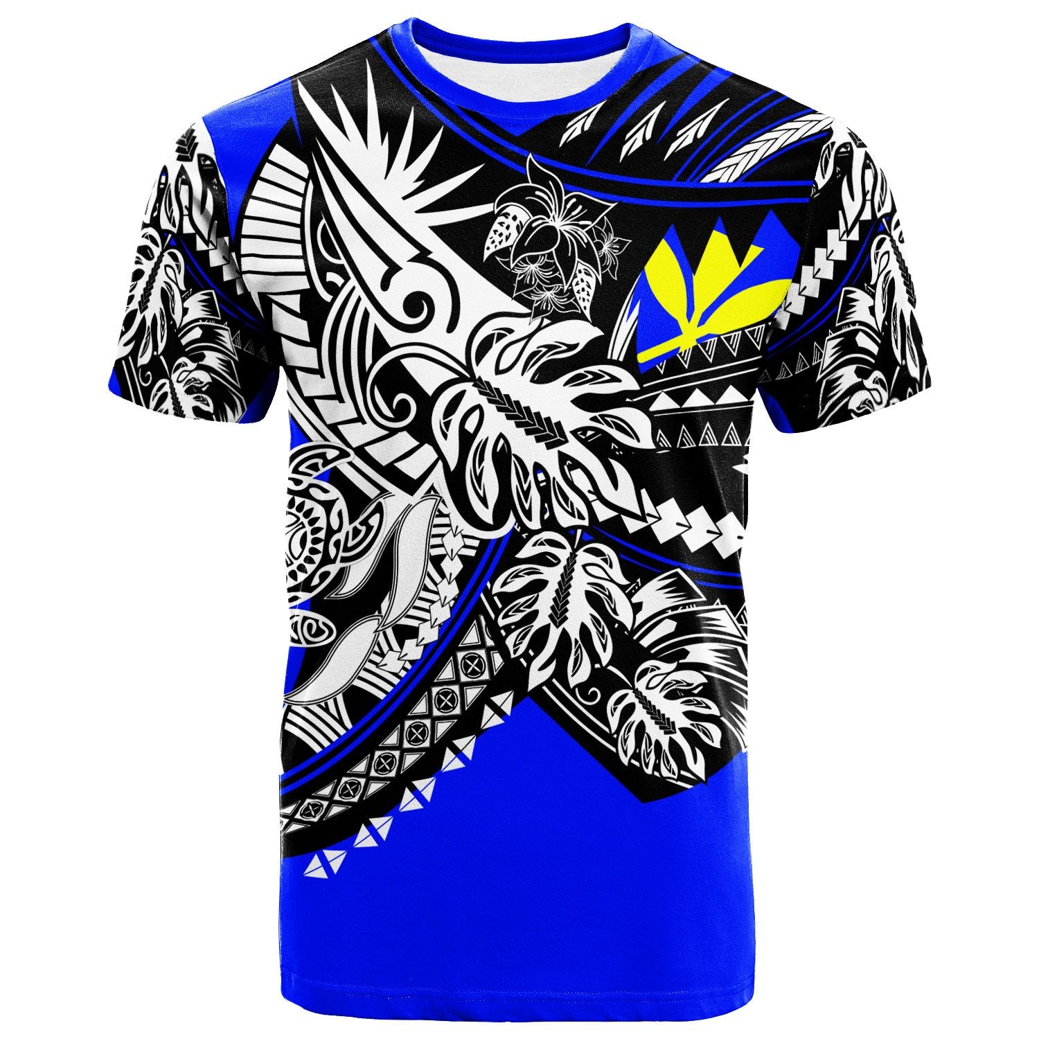 Hawaii T Shirt Tribal Jungle Blue Pattern Unisex Blue - Polynesian Pride