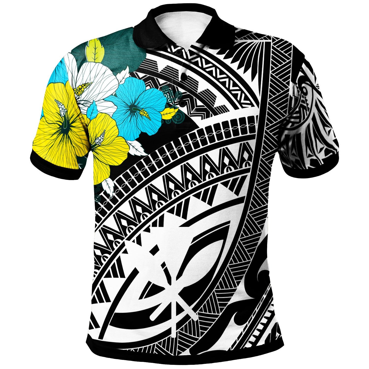 Hawaii Polo Shirt Polynesian Pattern Black Color Unisex Black - Polynesian Pride