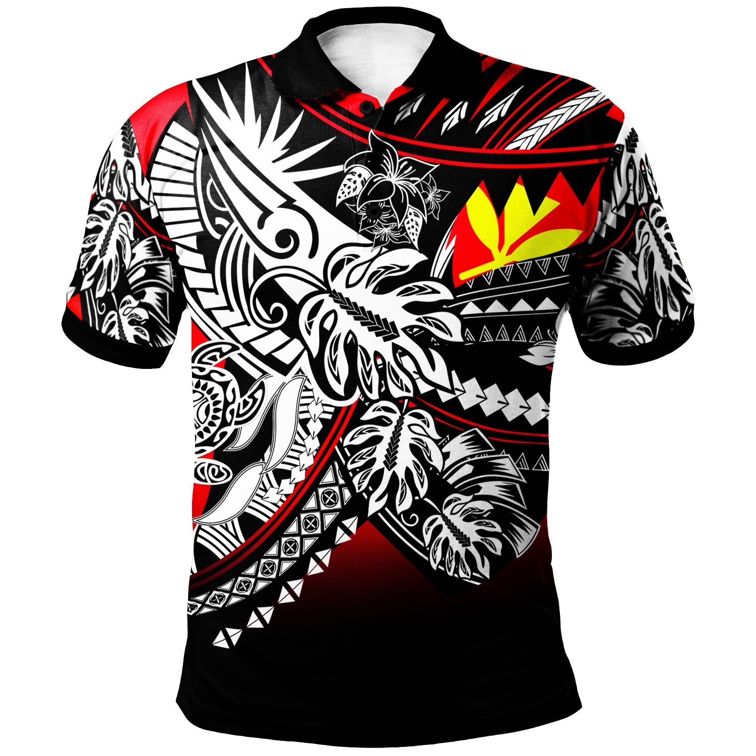 Hawaii Polo Shirt Tribal Jungle Red Pattern Unisex Red - Polynesian Pride