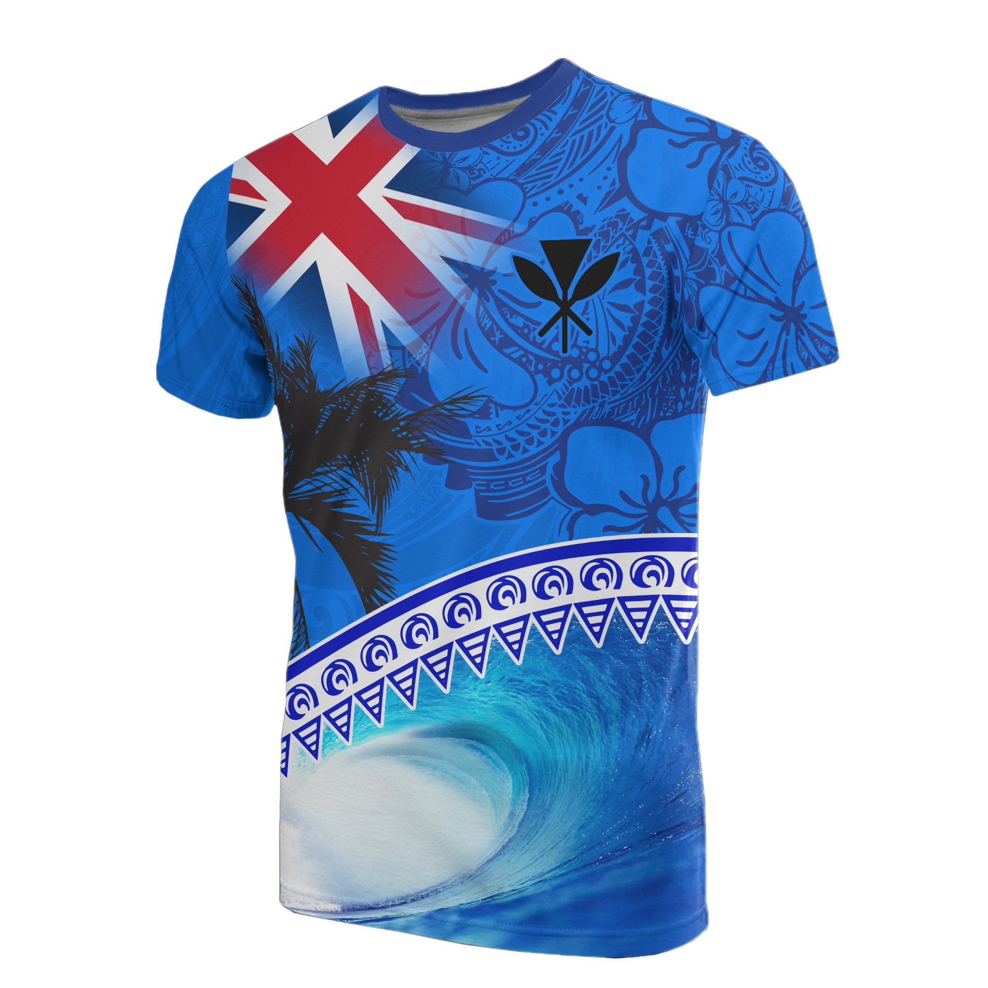 Hawaii All Over T Shirt Hawaii Flag Kanaka Maoli Maui Island Unisex Blue - Polynesian Pride
